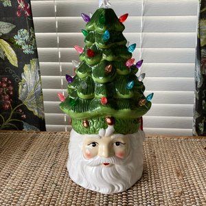 Let Your Light Shine Led Santa Ceramic Tree New with Tags